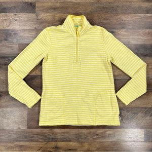 Orvis Sweater Womens XS Yellow Striped Long Sleeve 1/4 Zip Pullover Top